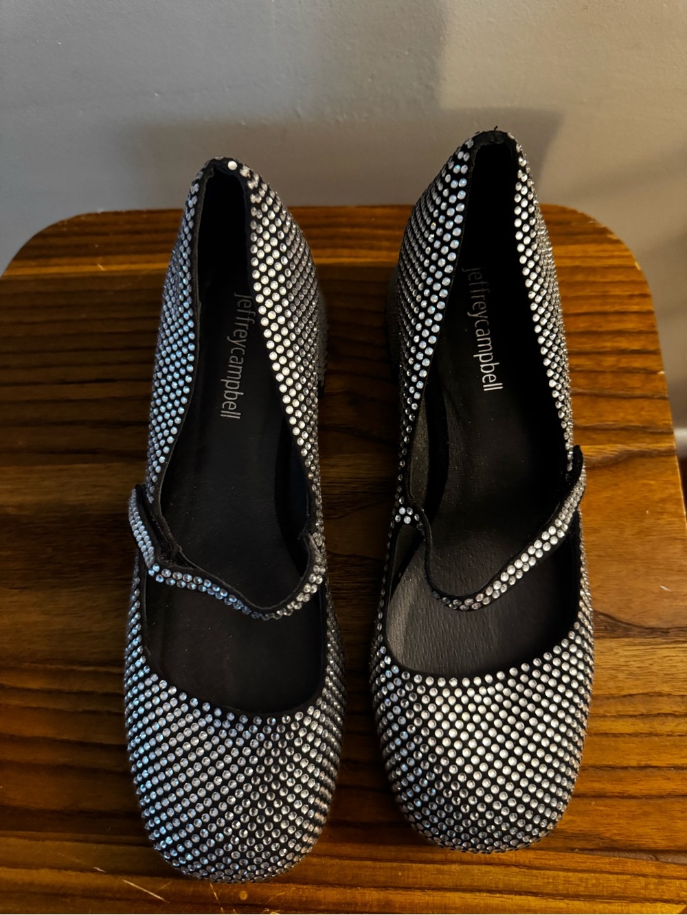 Jeffrey Campbell Black Crystal Mary Jane Flats